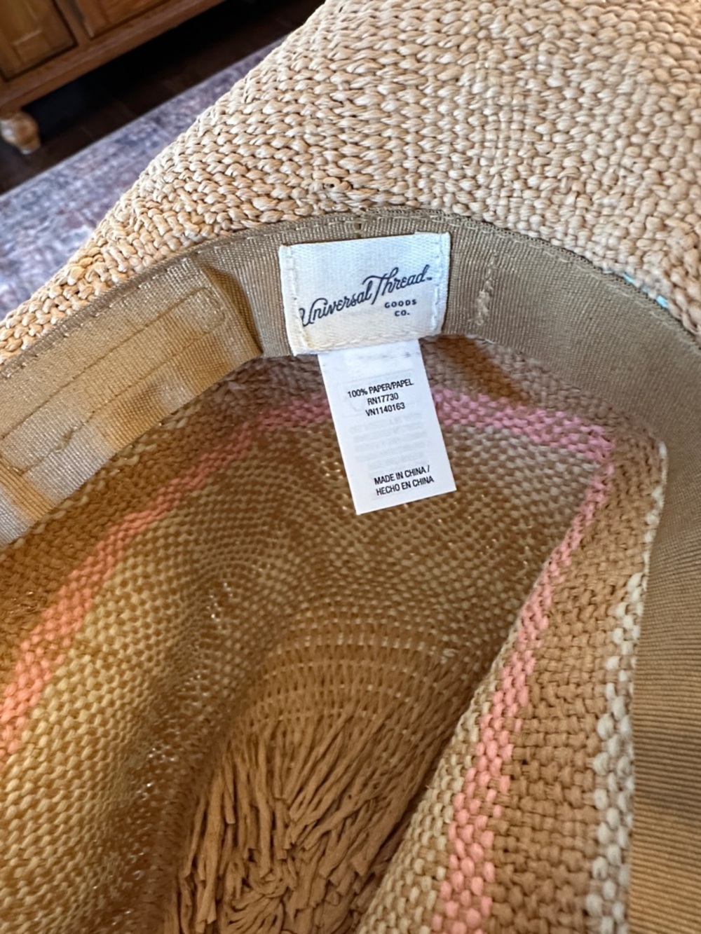 Universal Thread Woven Straw Cowboy Hat with Pink and Blue Accent - Picture 4 of 6
